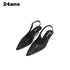 24ans Studded Pointed Toe Stiletto Low Cut Single Strap Women Pu Lined Pumps