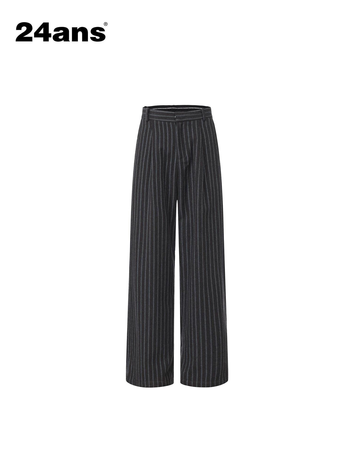 24ans Tailored Straight Leg Mid Rise Long Length Deep Gray Office Commuter Pants