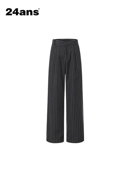 24ans Tailored Straight Leg Mid Rise Long Length Deep Gray Office Commuter Pants