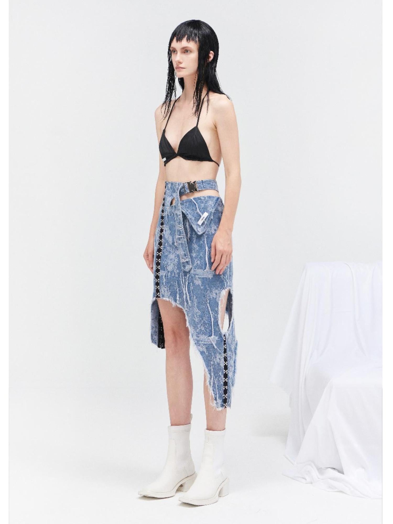 24ans Textured Denim Midi Skirt