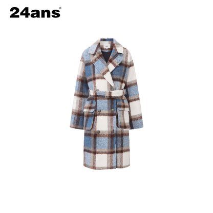 24ans_Thick_Wool_Blend_Plaid_Punk_Double_Breasted_Long_Lapel_Women_Blue_White_Coat_MISSTT