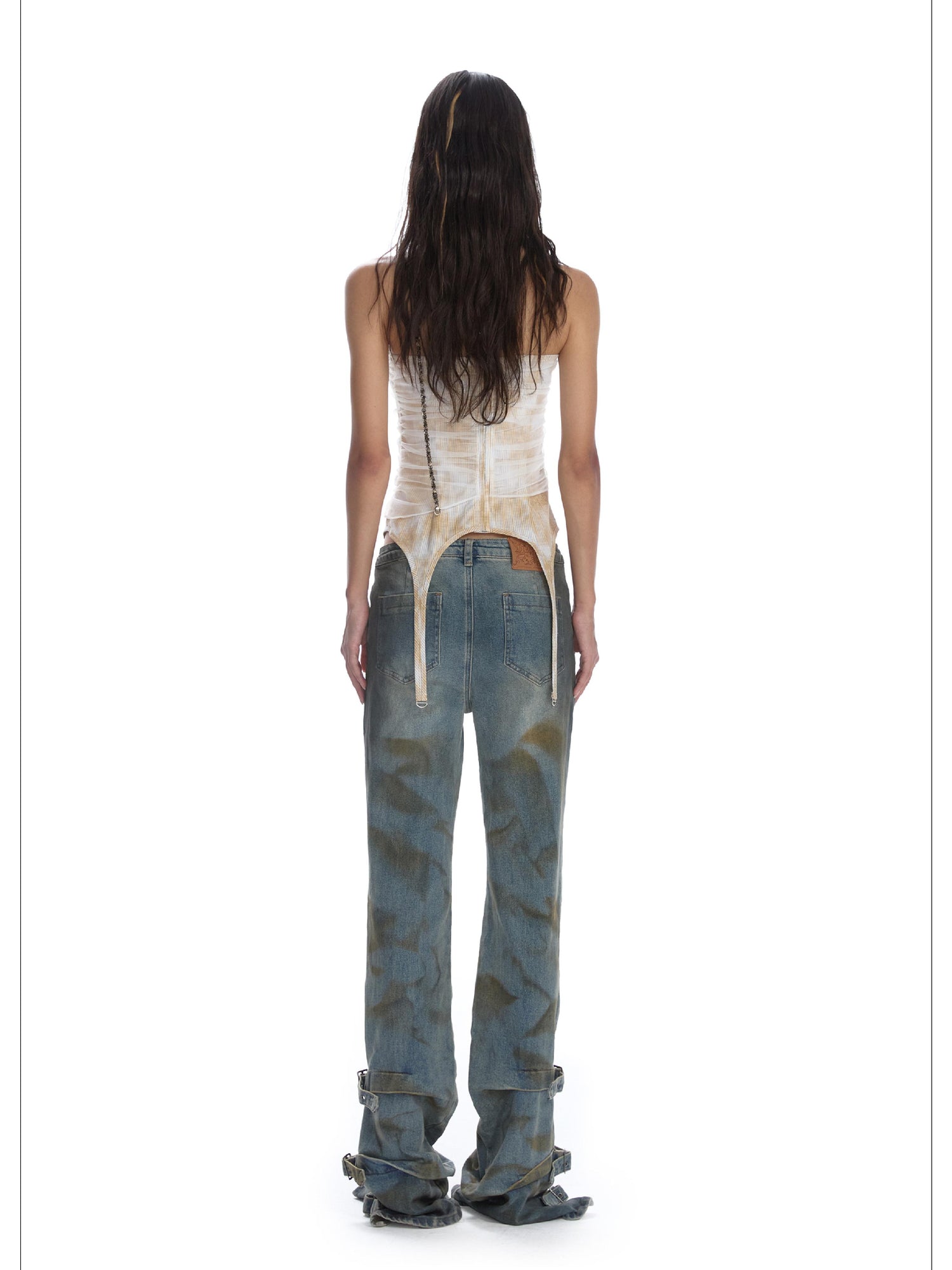 24ans Tie Dye Print Mesh Crop Top