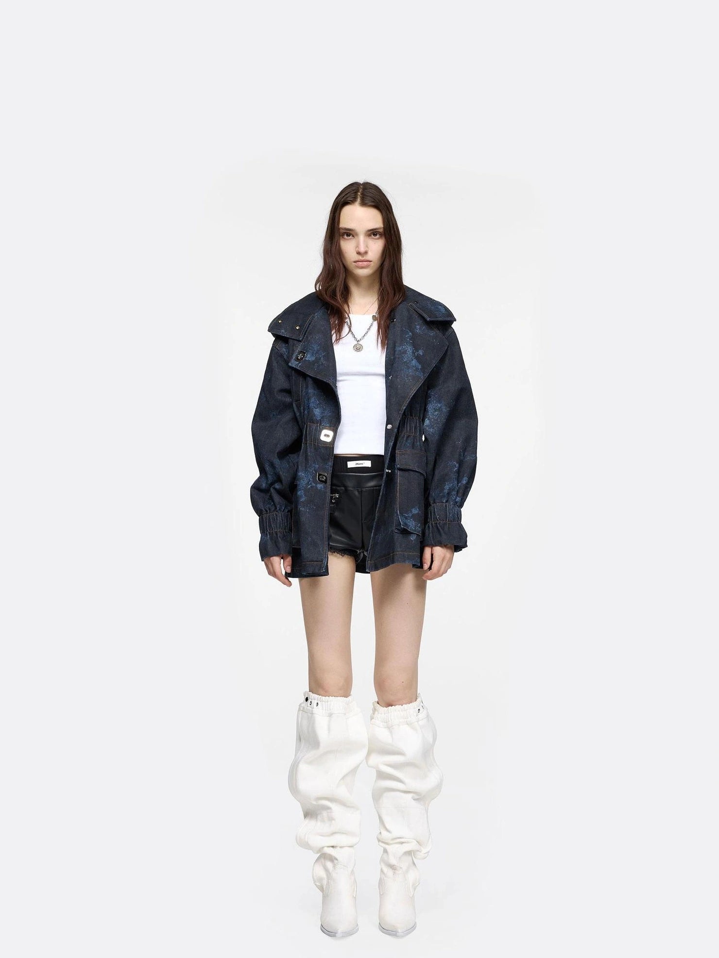 24ans Tie Dye Stand Collar Jacket Coat