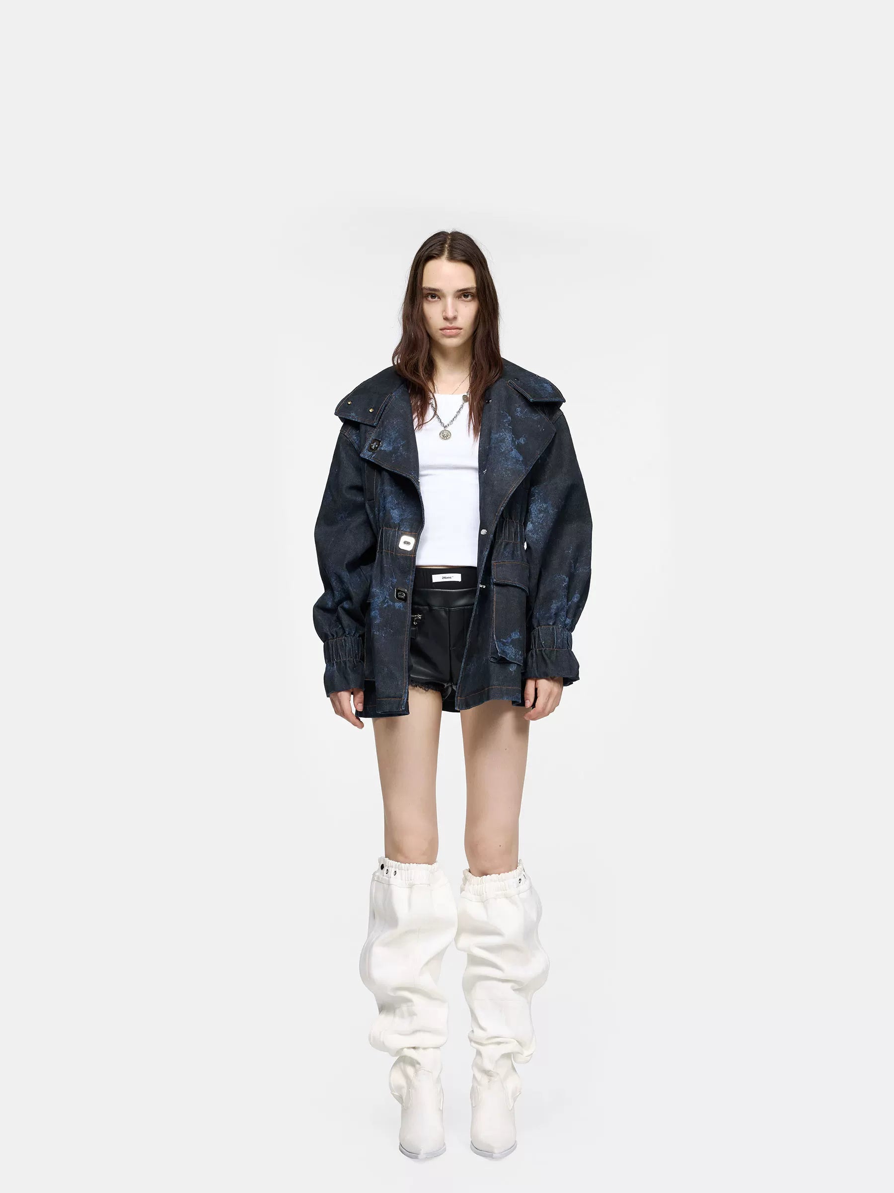 24ans Tie Dye Stand Collar Jacket Coat-1