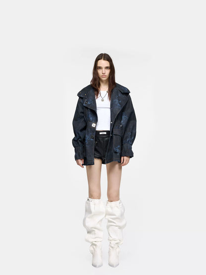 24ans Tie Dye Stand Collar Jacket Coat-1