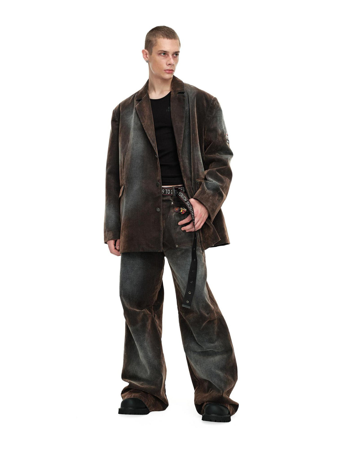 24ans Tie Dye Vintage High Street Brown Jacket Trousers Set