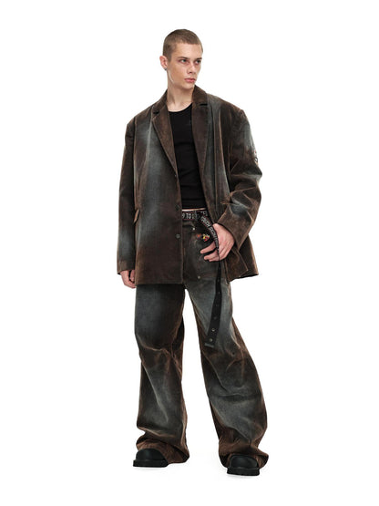 24ans Tie Dye Vintage High Street Brown Jacket Trousers Set