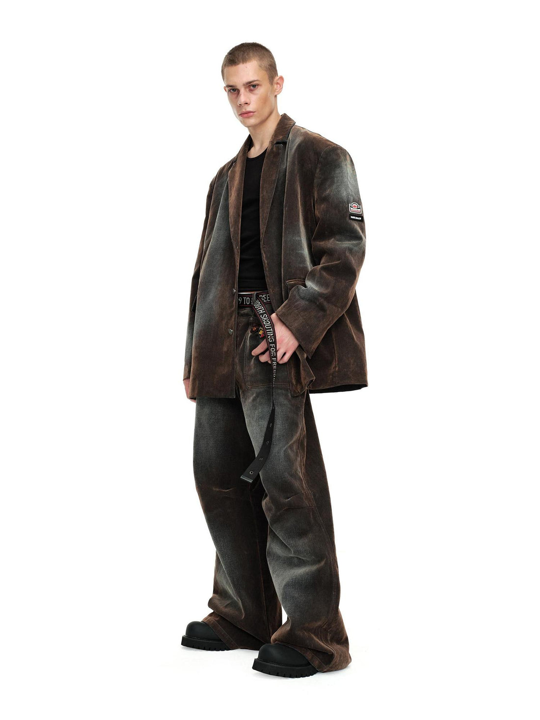 24ans Tie Dye Vintage High Street Brown Jacket Trousers Set