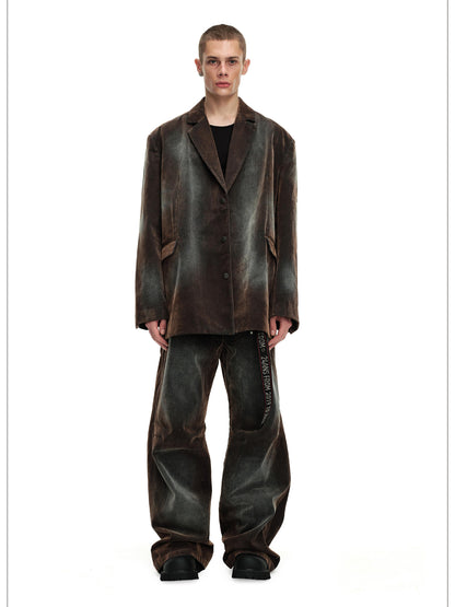 24ans Tie Dye Vintage High Street Brown Jacket Trousers Set