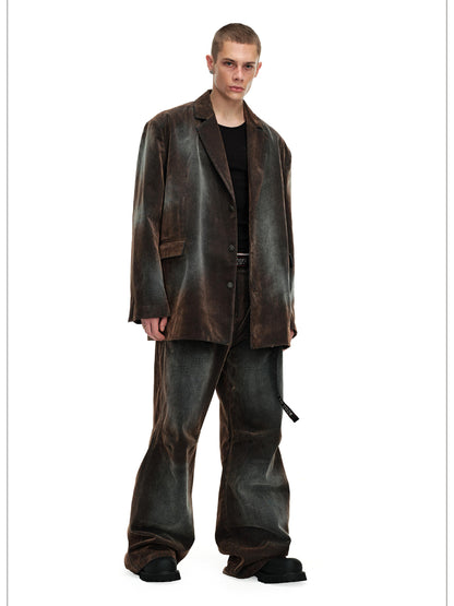 24ans Tie Dye Vintage High Street Brown Jacket Trousers Set