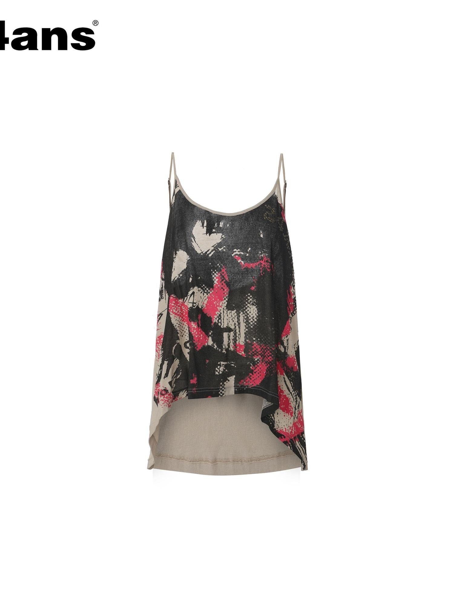 24ans Torn Graffiti Print Hotfix Rhinestone High Low Cut Women&
