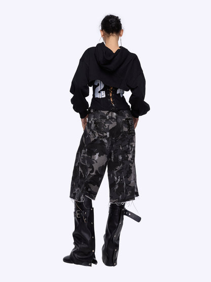 24ans Two Piece Hoodie Set With Crop Top In Two Colors