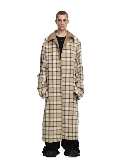 24ans Two Sided Hooded Long Coat In Cotton Blend