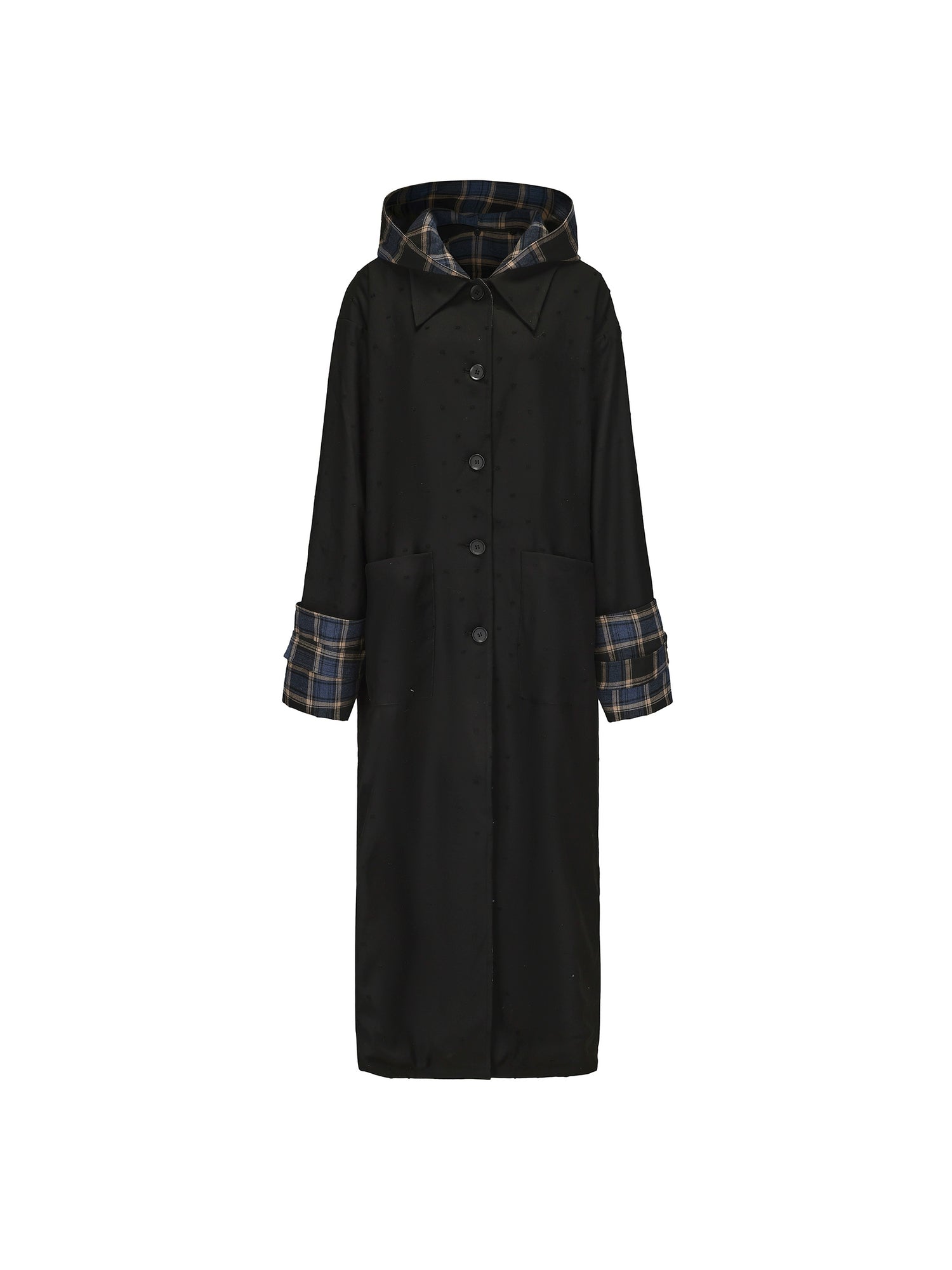 24ans Two Sided Hooded Long Coat In Cotton Blend MISSTT
