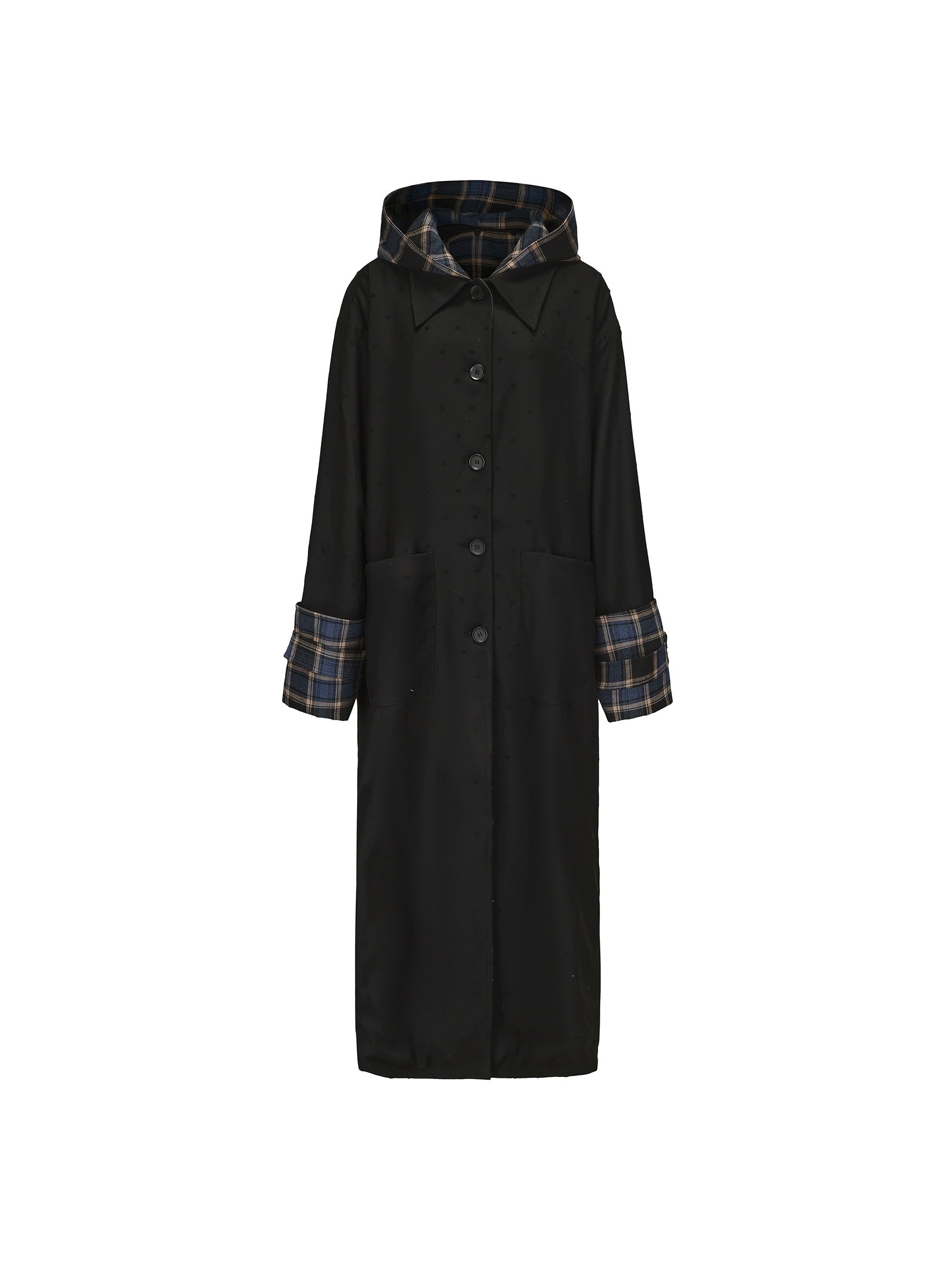 24ans Two Sided Hooded Long Coat In Cotton Blend MISSTT