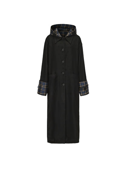 24ans Two Sided Hooded Long Coat In Cotton Blend MISSTT