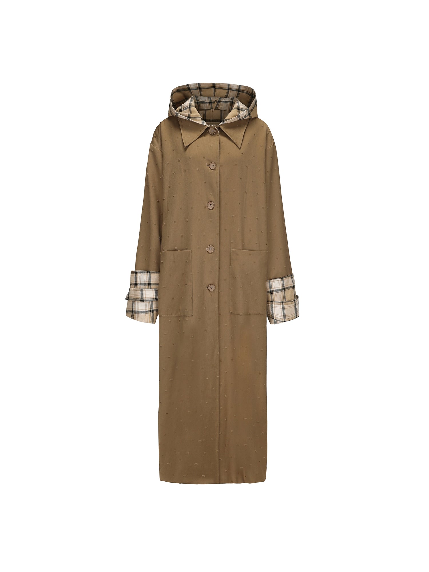 24ans Two Sided Hooded Long Coat In Cotton Blend MISSTT