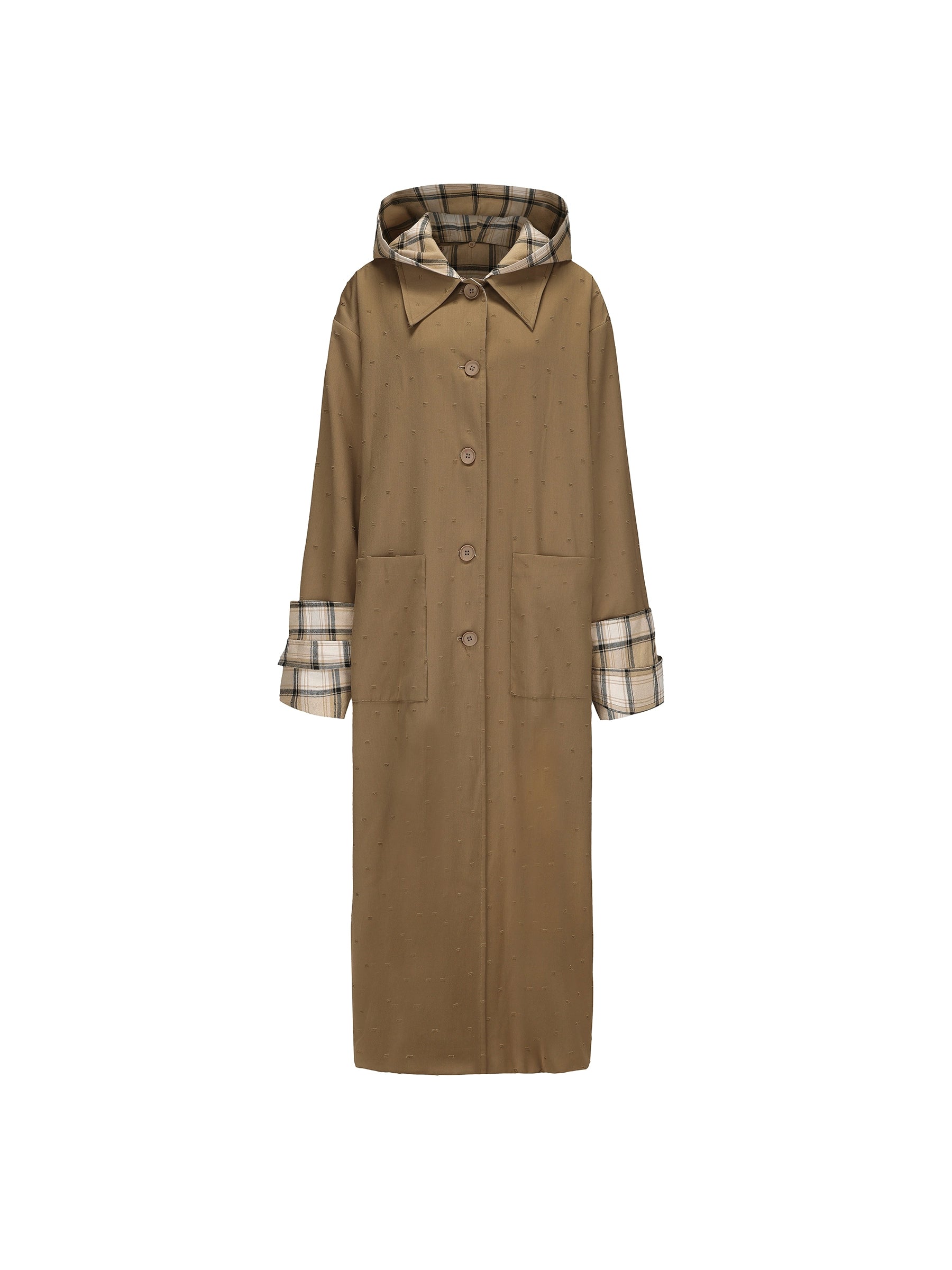 24ans Two Sided Hooded Long Coat In Cotton Blend MISSTT