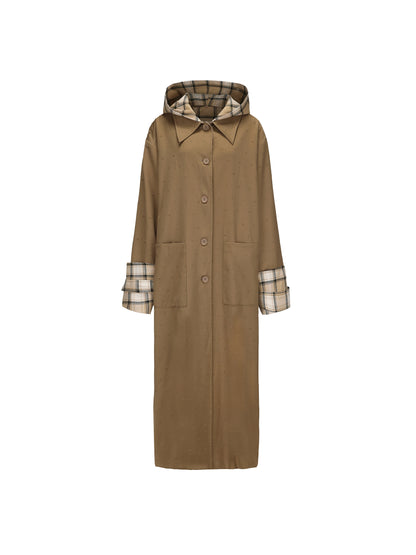 24ans Two Sided Hooded Long Coat In Cotton Blend MISSTT