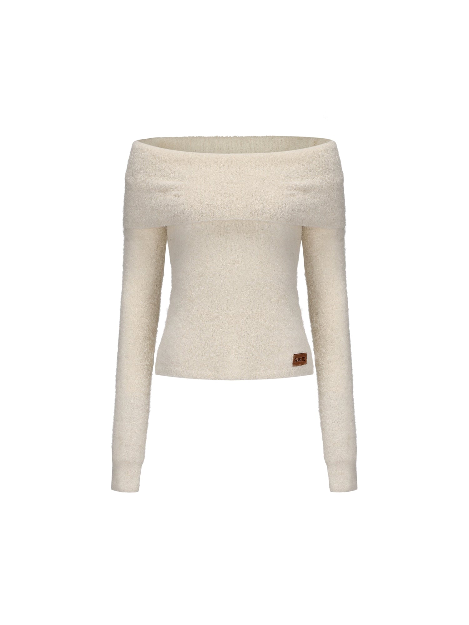 24ans Two Tone Alpaca Sweater Versatile Crewneck To Off Shoulder MISSTT