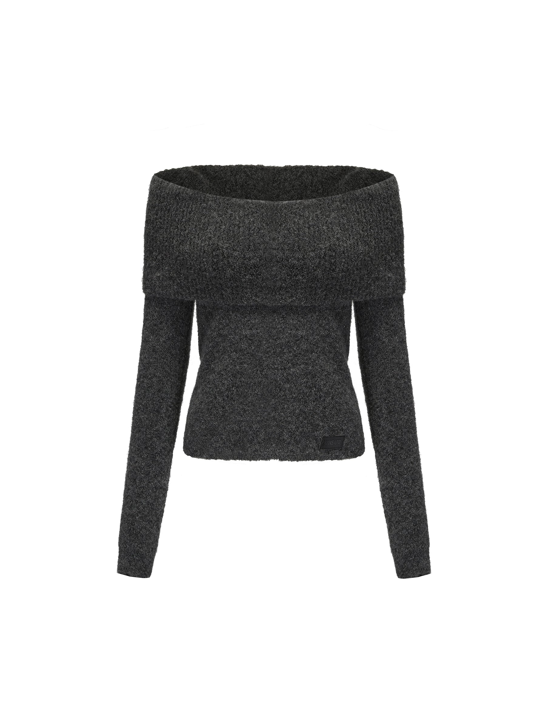 24ans Two Tone Alpaca Sweater Versatile Crewneck To Off Shoulder MISSTT