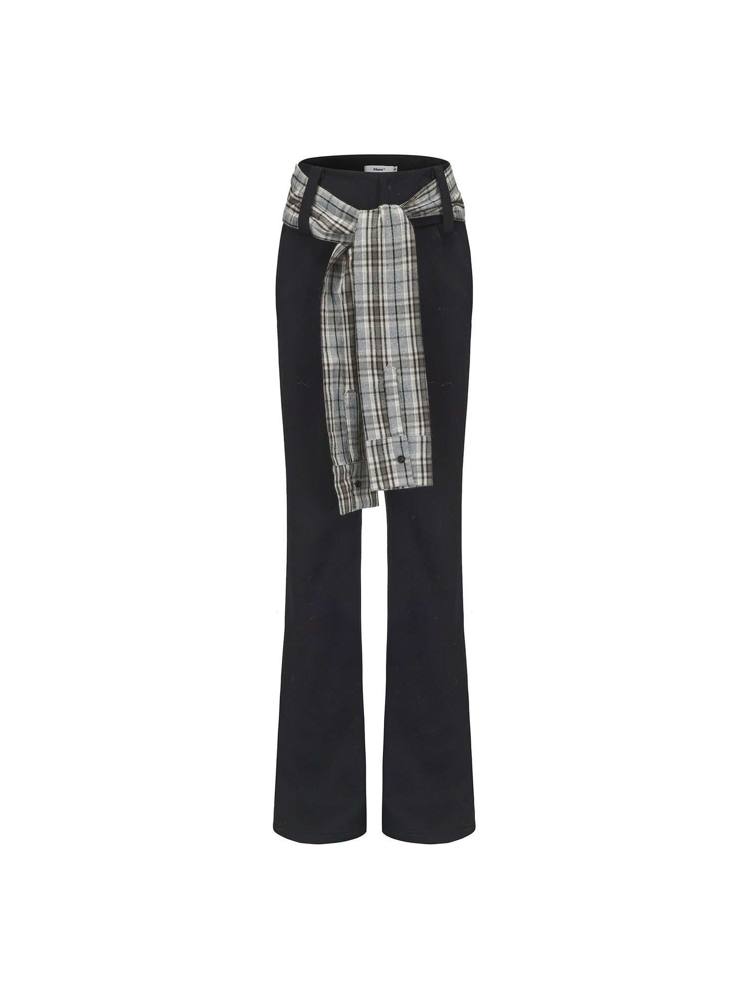 24ans Two Tone Flannel Trim Fleece Lined Flare Sweatpants MISSTT