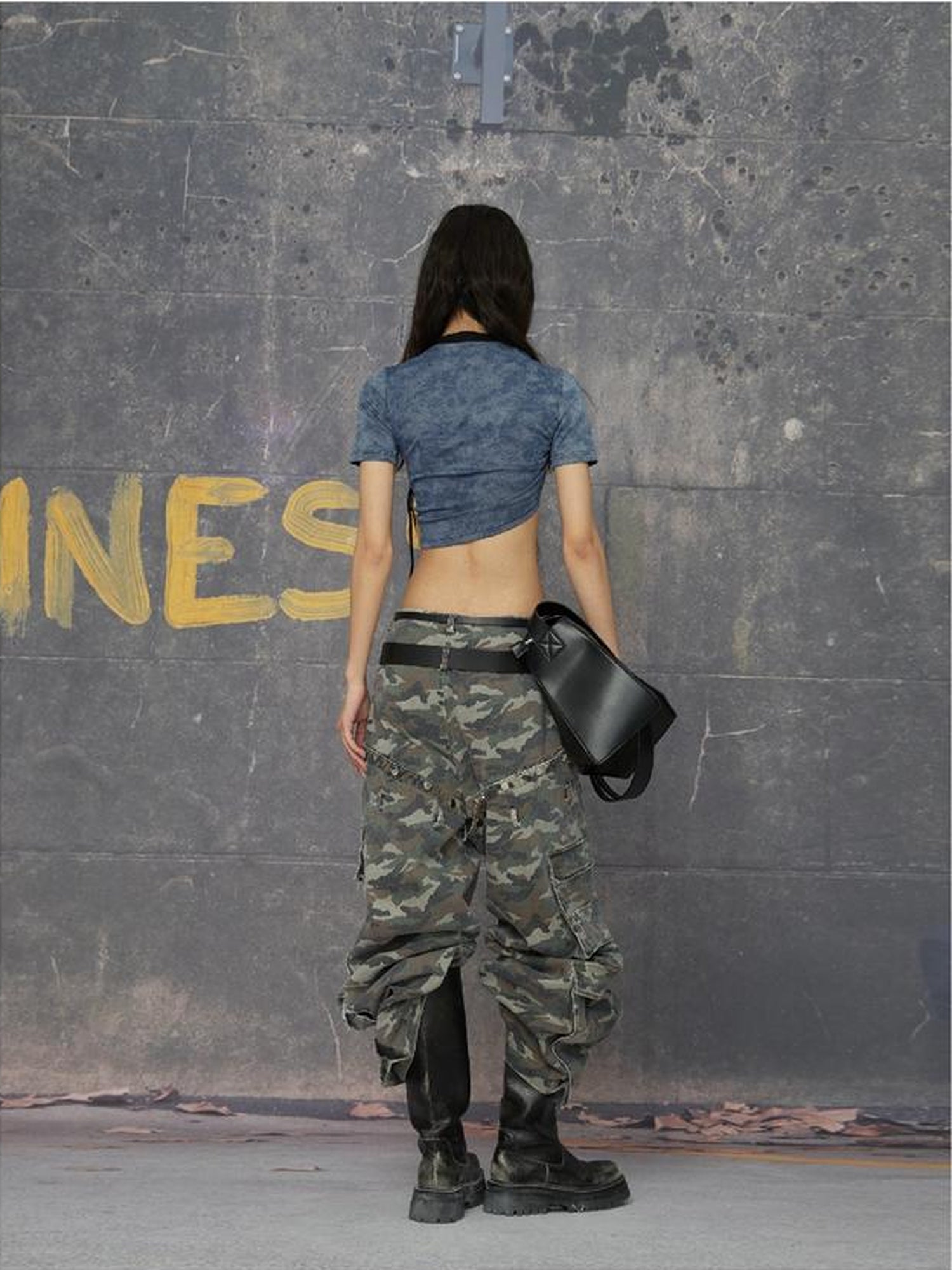 24ans Two Tone Multi Wear Studded Crop Tee