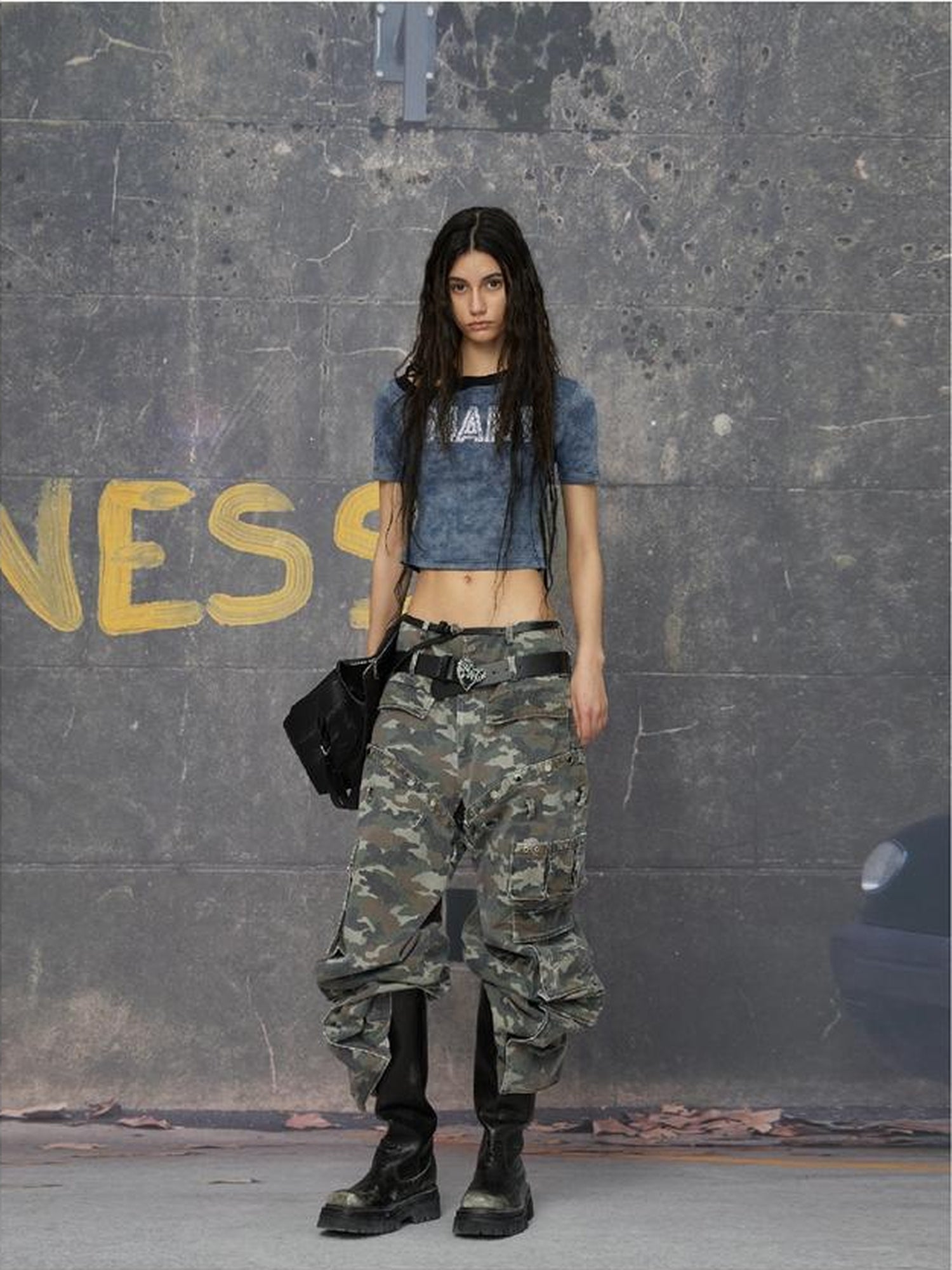 24ans Two Tone Multi Wear Studded Crop Tee