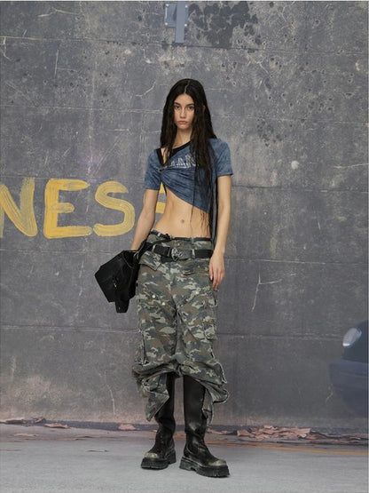 24ans Two Tone Multi Wear Studded Crop Tee
