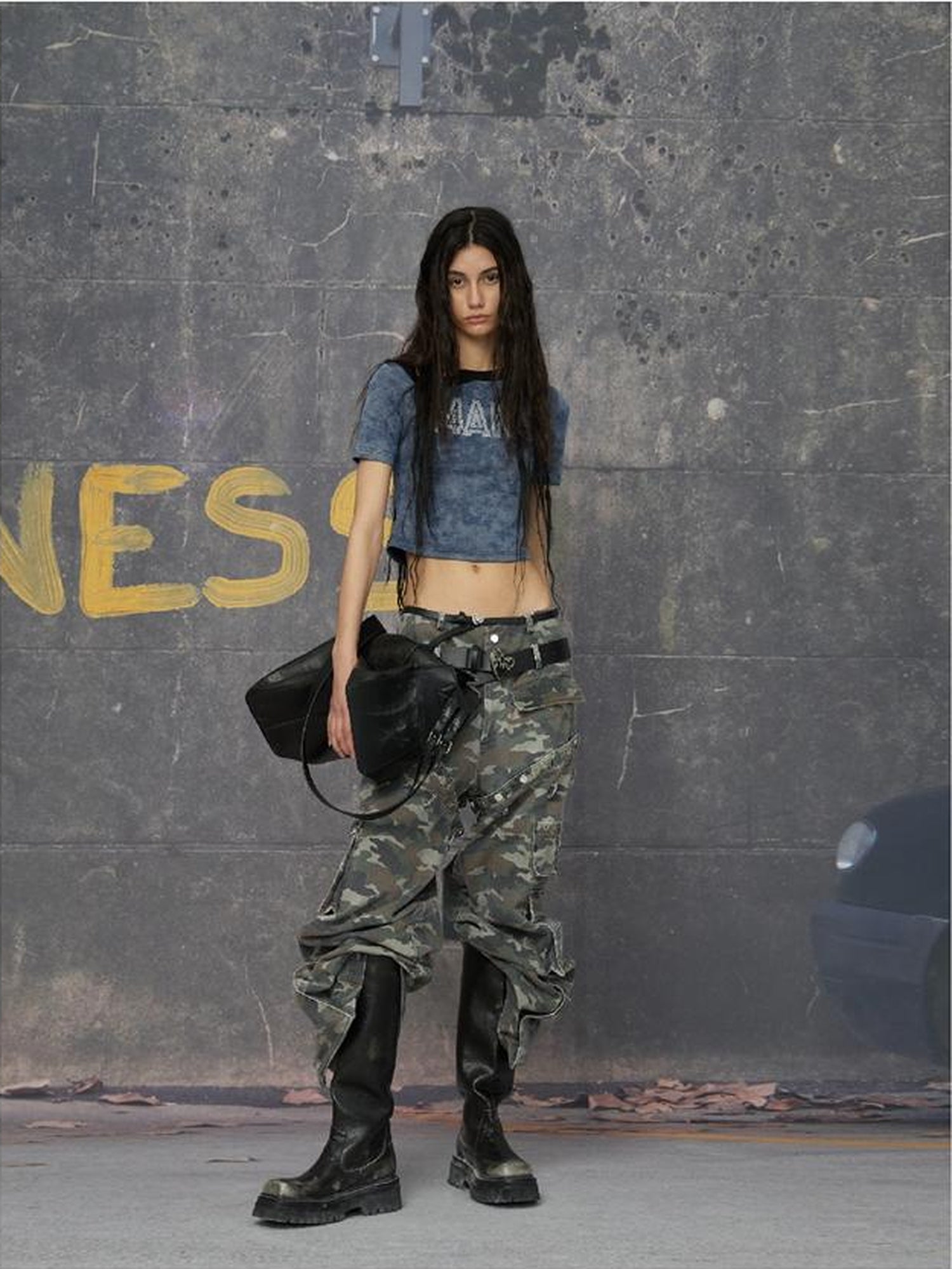 24ans Two Tone Multi Wear Studded Crop Tee