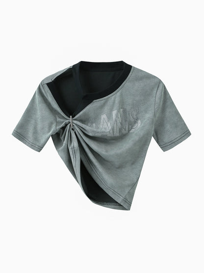 24ans Two Tone Multi Wear Studded Crop Tee MISSTT