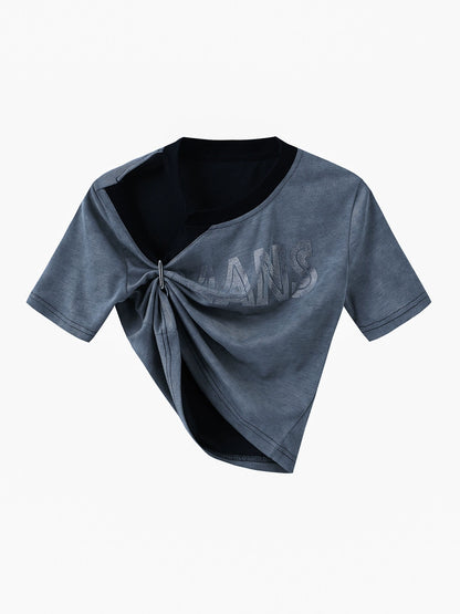 24ans Two Tone Multi Wear Studded Crop Tee MISSTT
