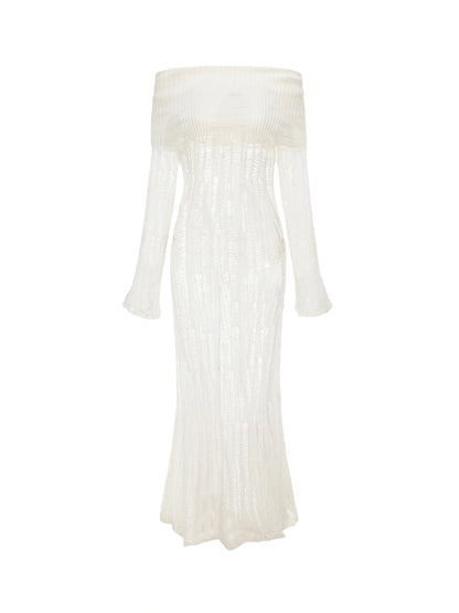 Two Tone Oversized Off Shoulder Sweater Dress