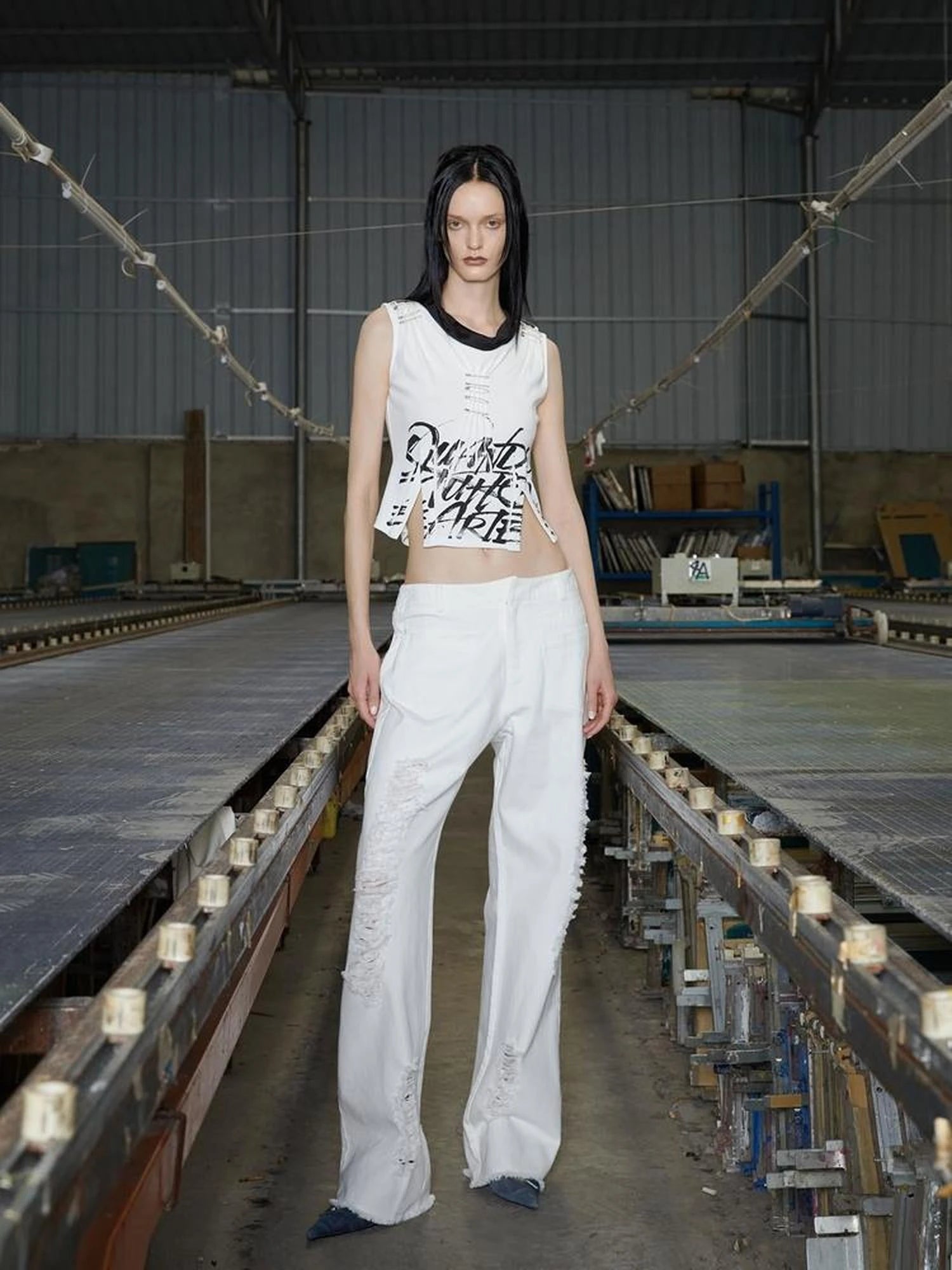 Two Tone Paper Clip Sleeveless Top