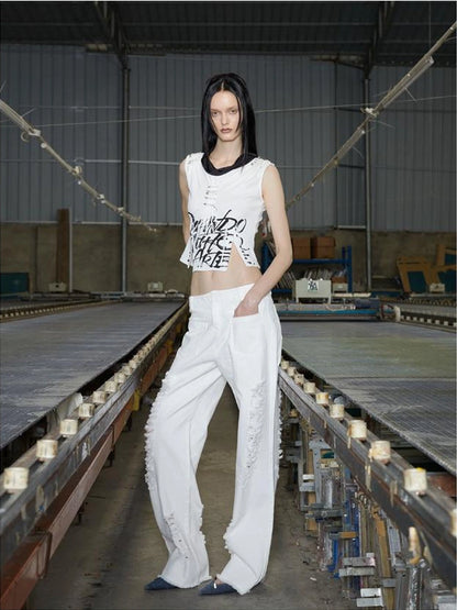 Two Tone Paper Clip Sleeveless Top
