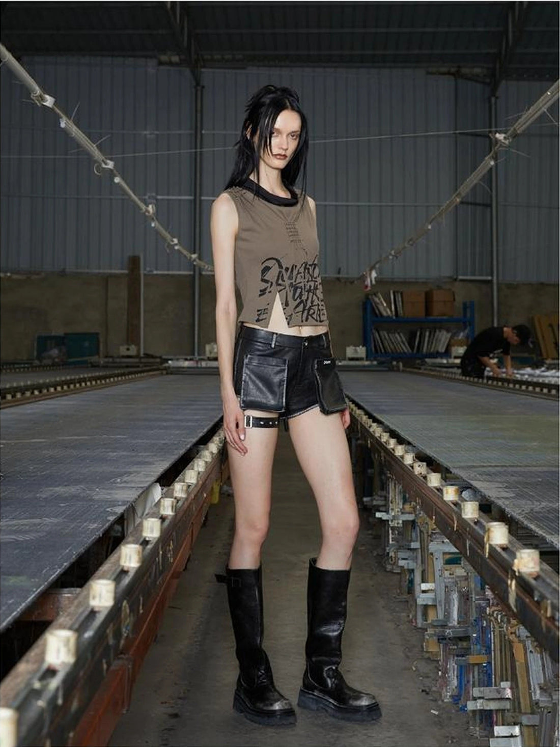 Two Tone Paper Clip Sleeveless Top