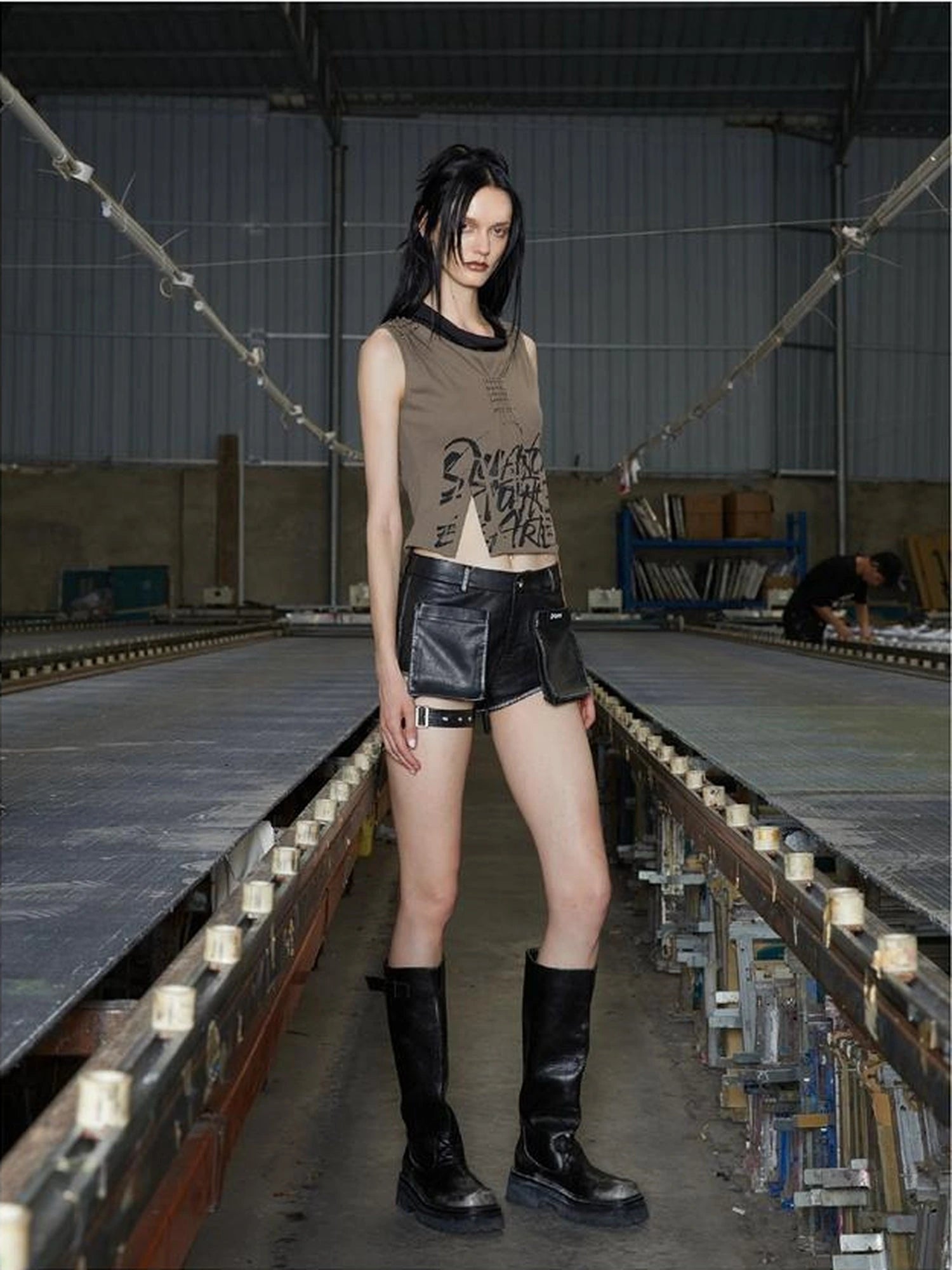 Two Tone Paper Clip Sleeveless Top