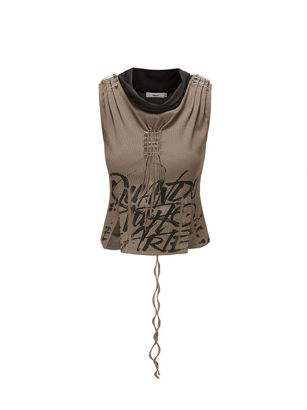 Two Tone Paper Clip Sleeveless Top