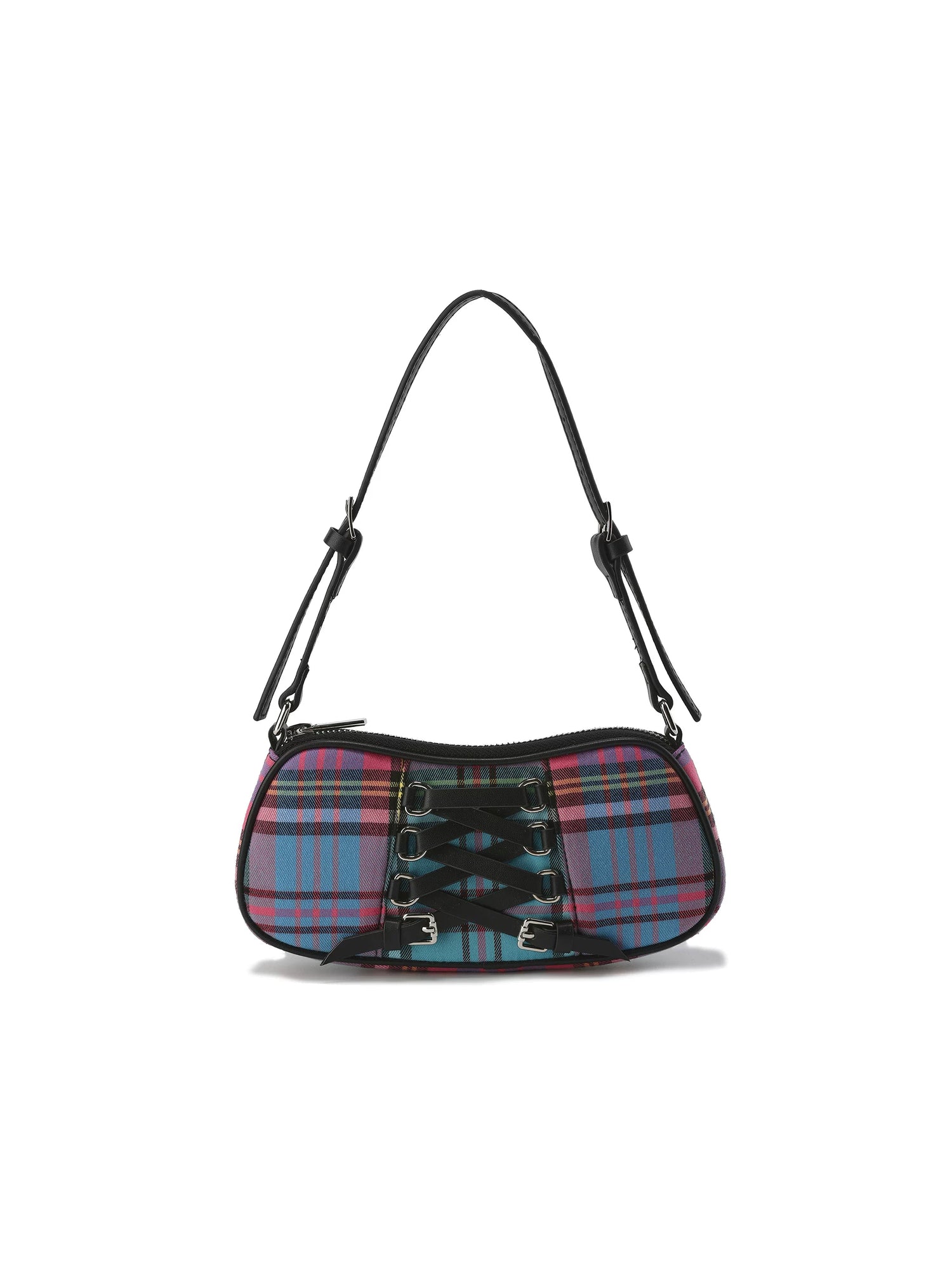 24ans Two Tone Punk Checkered Shoulder Bag-2