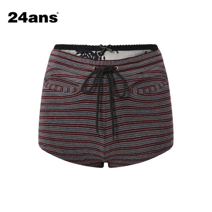 24ans Two Tone Star Applique Stripe Top And Shorts Set MISSTT