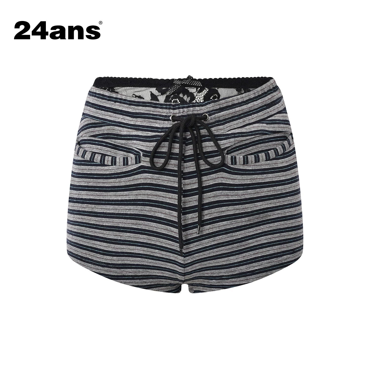 24ans Two Tone Star Applique Stripe Top And Shorts Set MISSTT