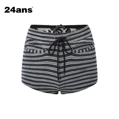 24ans Two Tone Star Applique Stripe Top And Shorts Set MISSTT
