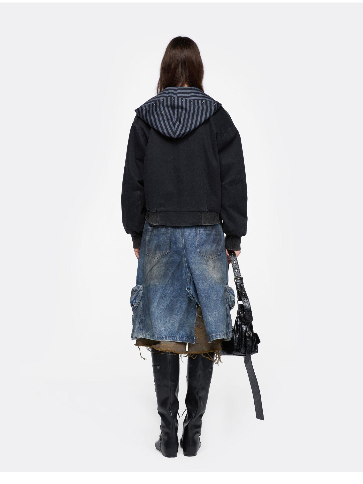 24ans Utility Jacket With Metal Ring And Washed Texture