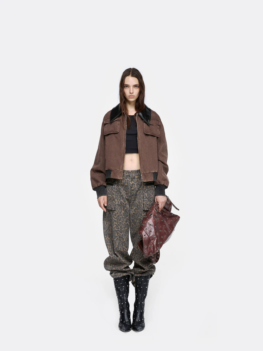 24ans Utility Jacket With Metal Ring And Washed Texture-1