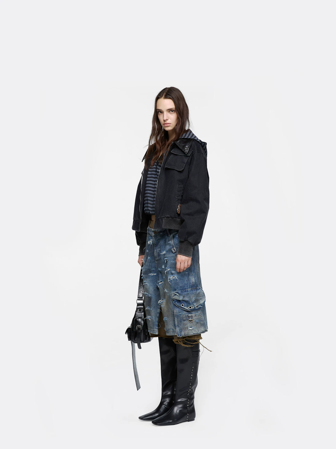 24ans Utility Jacket With Metal Ring And Washed Texture-2