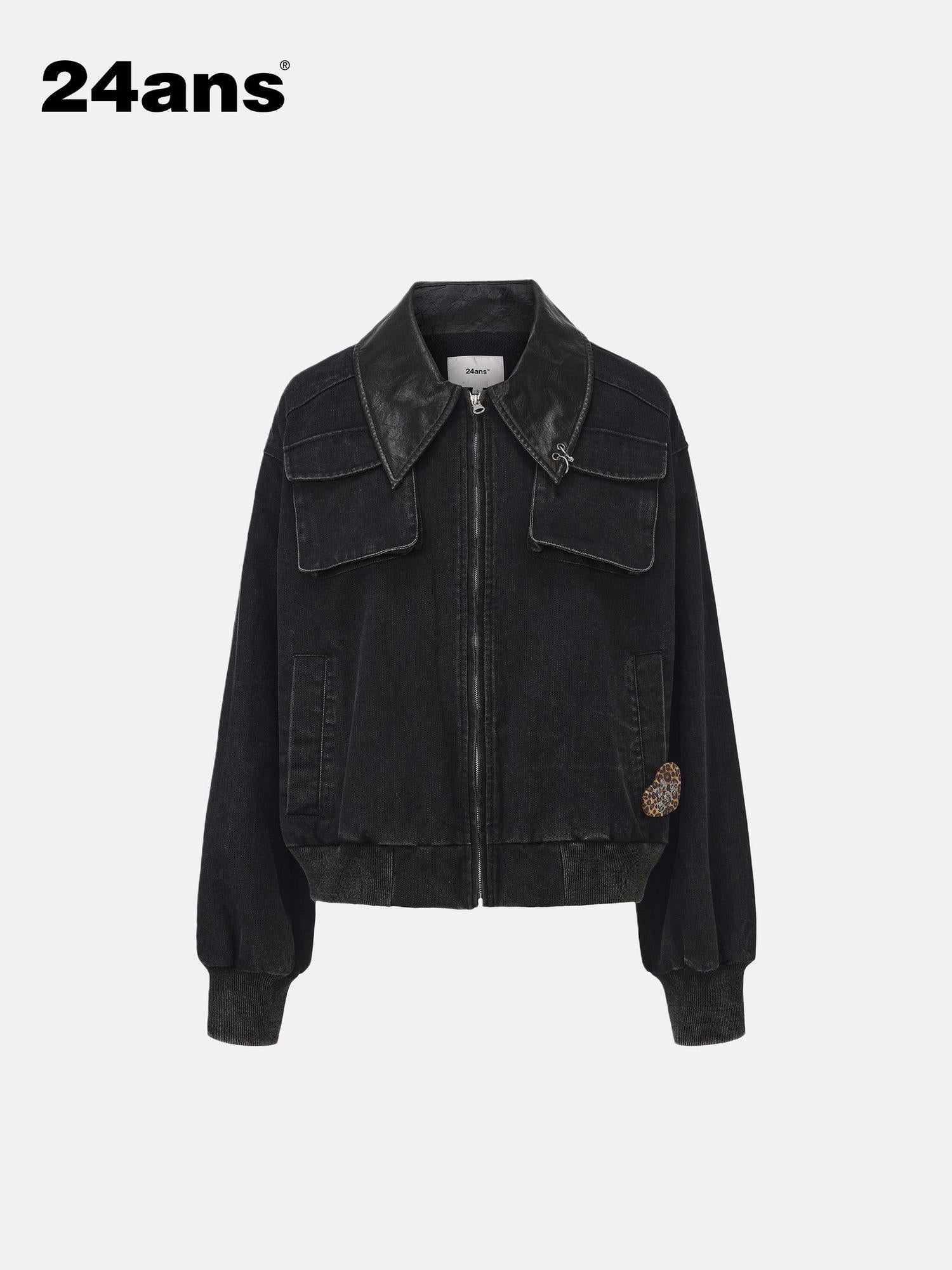 24ans Utility Jacket With Metal Ring And Washed Texture