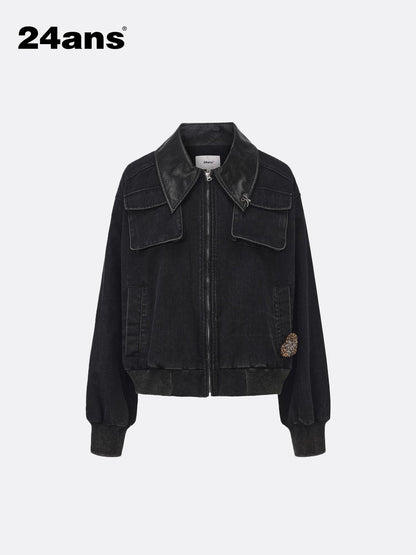 24ans Utility Jacket With Metal Ring And Washed Texture