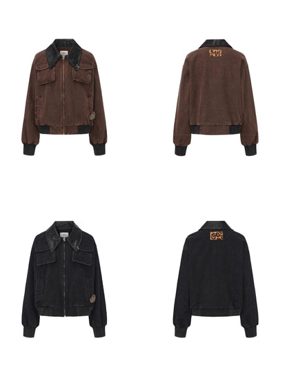 24ans Utility Jacket With Metal Ring And Washed Texture