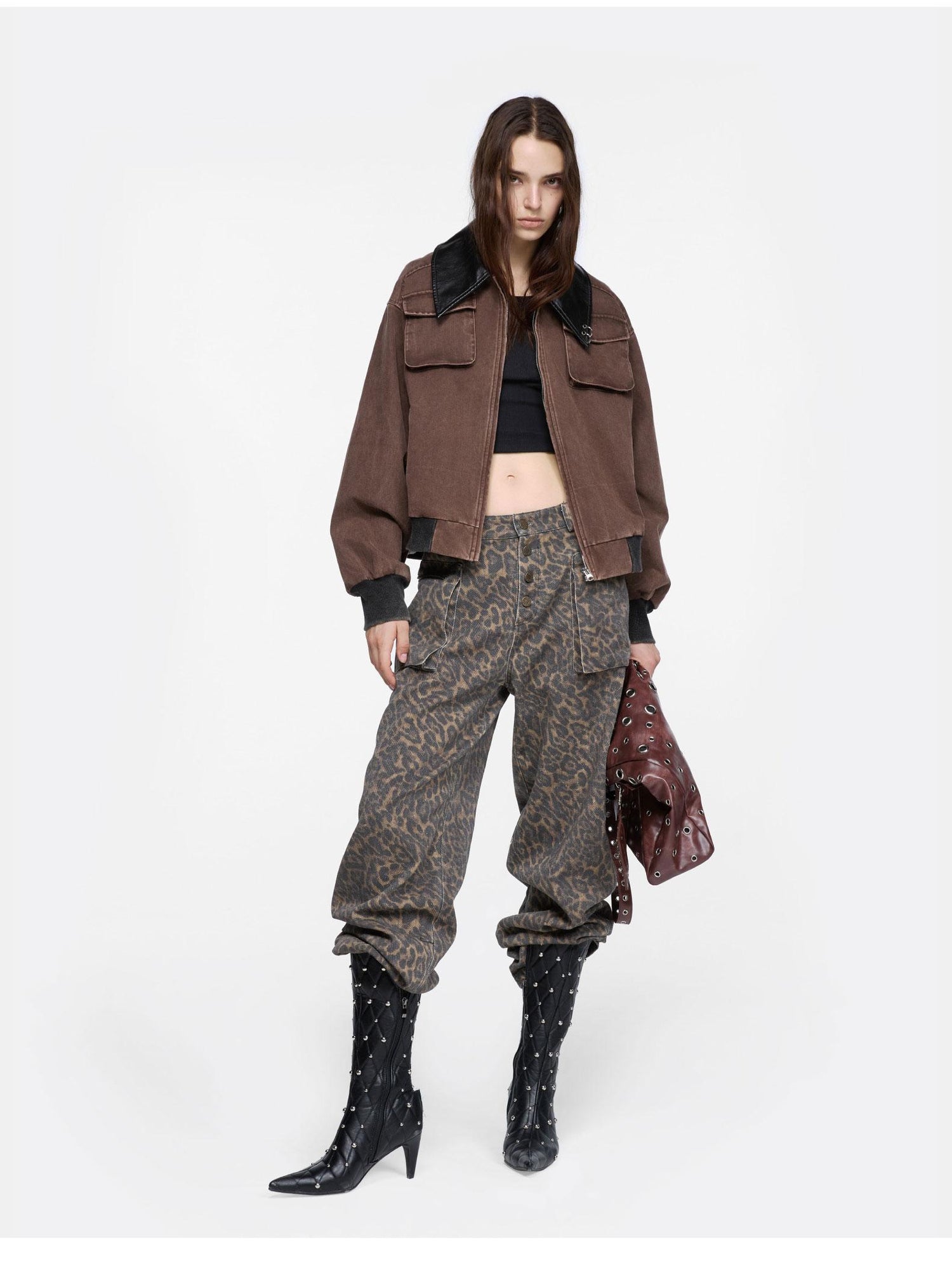 24ans Utility Jacket With Metal Ring And Washed Texture