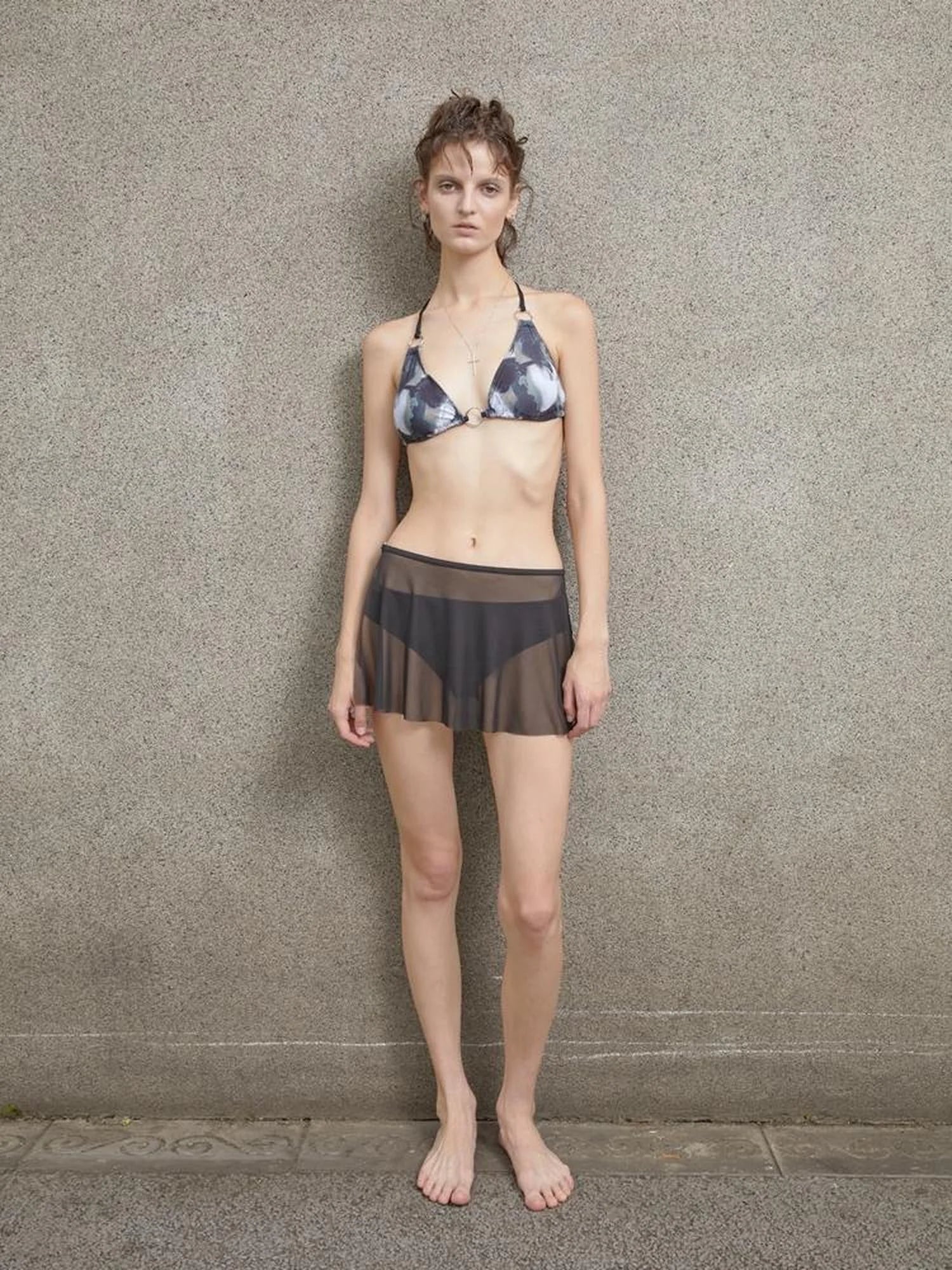 Vacationing Black Swimsuit V Neck T Shirt Long Sleeve